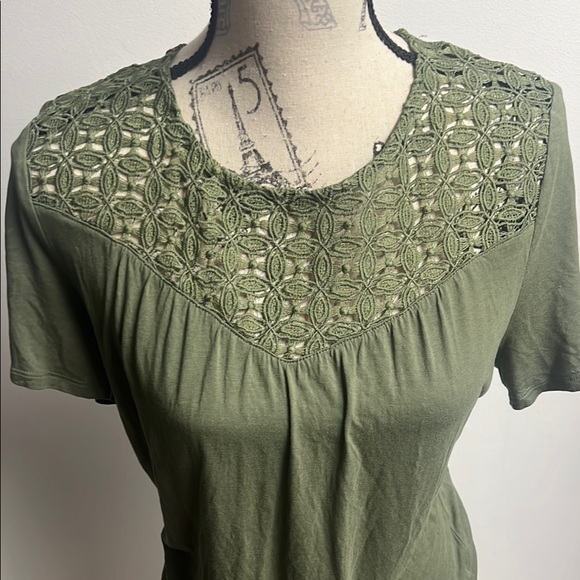 Olive Green Short Sleeve Blouse - Picture 5 of 13